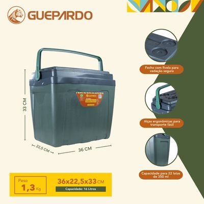 Caixa Térmica Cooler Siberian 16 Litros Guepardo Capacidade de 22